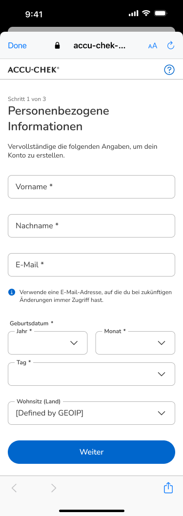 02 - Register- Personal information empty