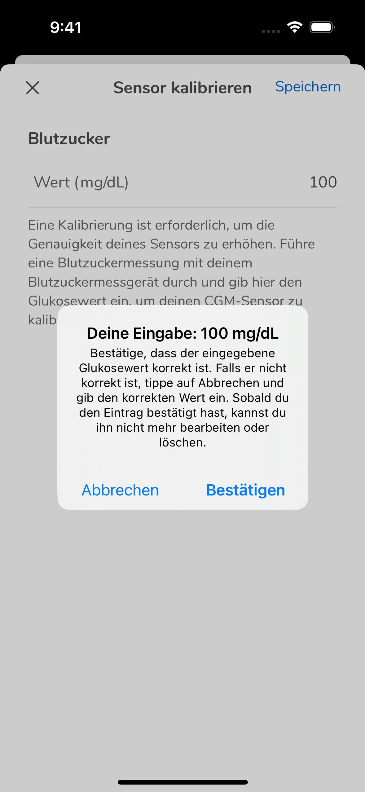 06_05_Calibrate save confirmation_Mgdl