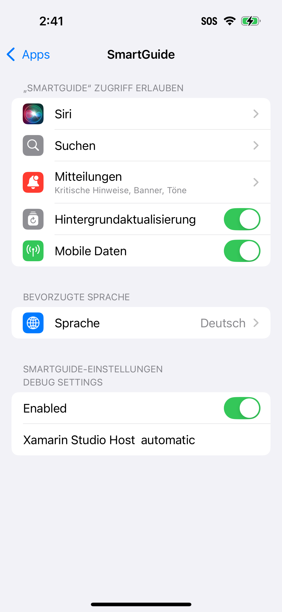 iOS App Settings