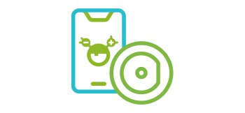Abbildung eines Smartphones / Mobilgerät und eines CGM-Sensors.
