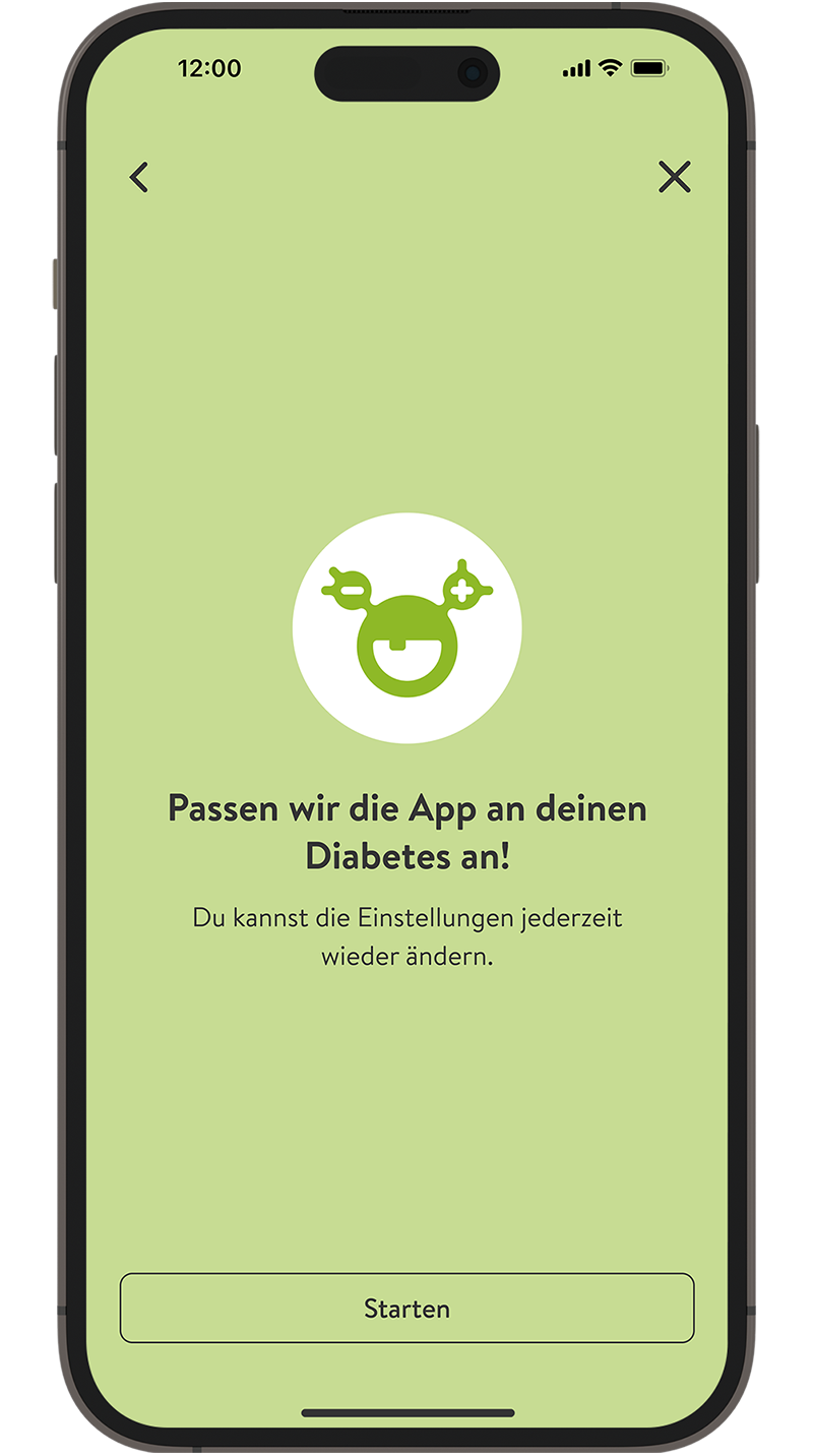 Screenshot der Startanzeige für die mySugr Einrichtung.