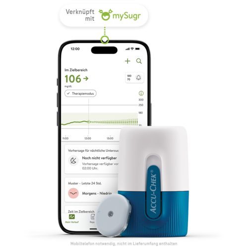 Nutzen Sie die mySugr App, um Ihre Glukosewerte, Trends und Muster zu sehen.