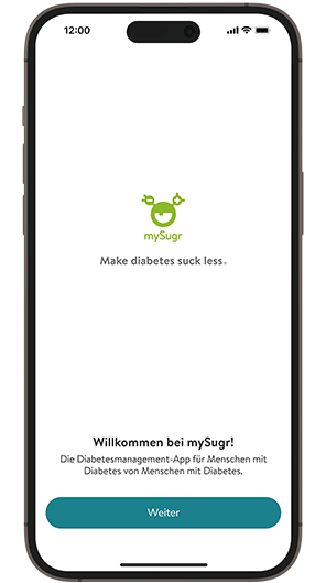 Screenshot der Startanzeige für die mySugr Einrichtung.
